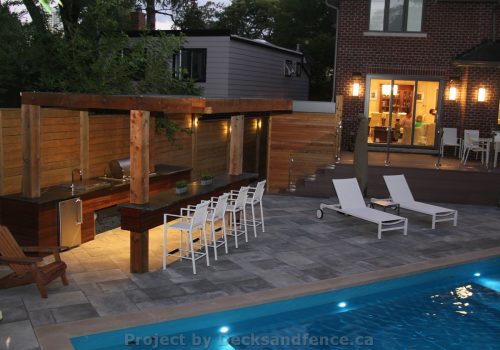 PVC deck with pool deck and cabana